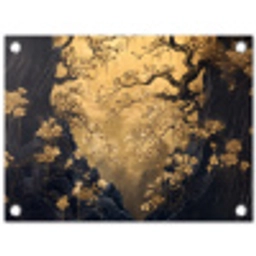 Bloemen - Takken - Goud - Sierlijk tuinposter los doek klein -3d