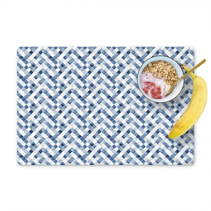 Diamant - Patroon - Blauw - Wit Placemat vinyl groot 368 -zzzproduct_Kitchenyeah-website
