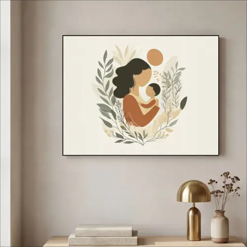 Illustratie - Moeder - Kind - Liefdevol Textielframe zwart klein -sfeer2