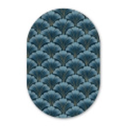 Patroon - Ginkgoblad - Blauw Wandcirkel Ovaal Forex klein 630 -3d