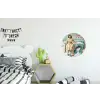 Retro - Blauw - Vrouw Wandcirkel aluminium klein -kinderkamer