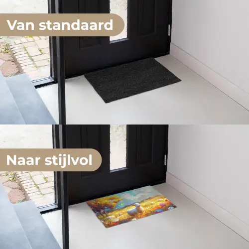 Schaap - Weide - Bloemen Deurmat klein -voor-na_NL