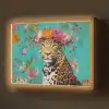 Luipaard - Bloemen - Kroon Light Box met batterij (Wandlamp) middel -z3d_website