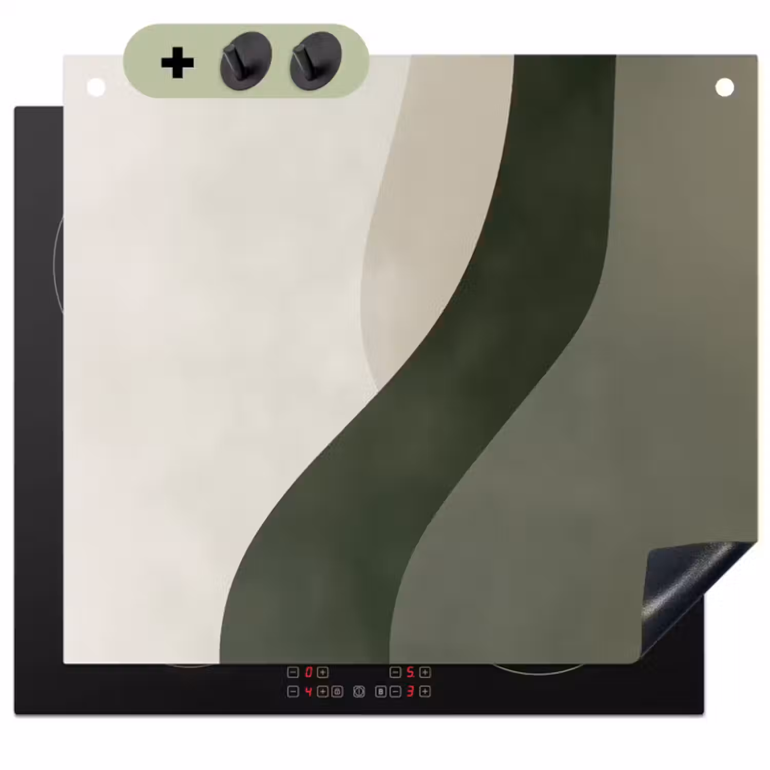 Inductie beschermer en spatscherm (2in1) - Japandi - Groen - Abstract - Modern
