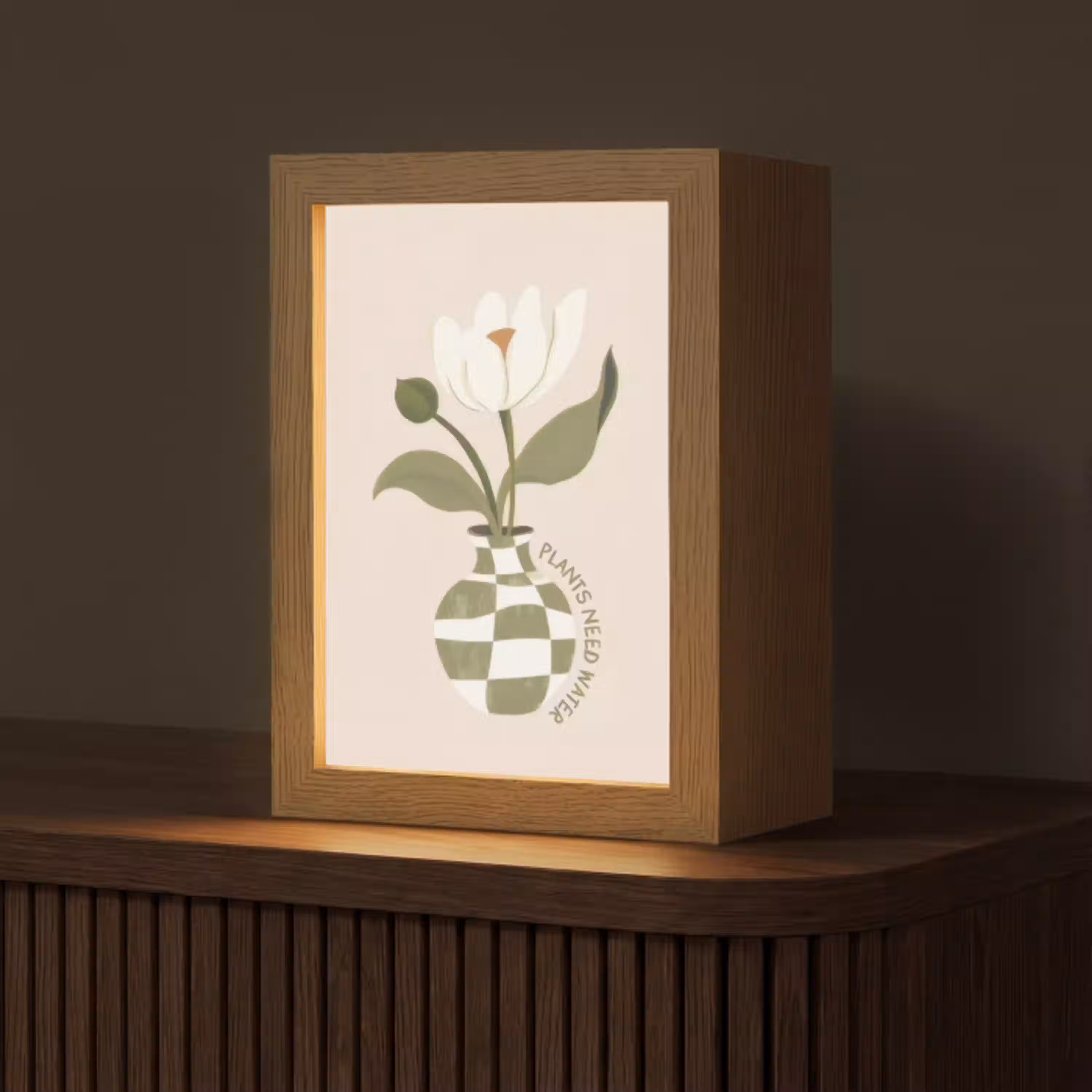 Bloem - Wit - Vaas - Quote Light Box met kabel (Tafellamp) klein -z3d_website