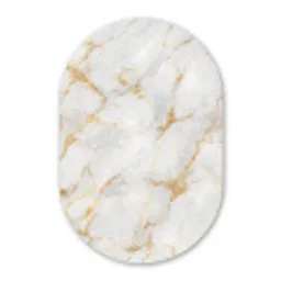 Marmer - Wit - Goud - Abstract Wandcirkel Ovaal Forex klein -3d