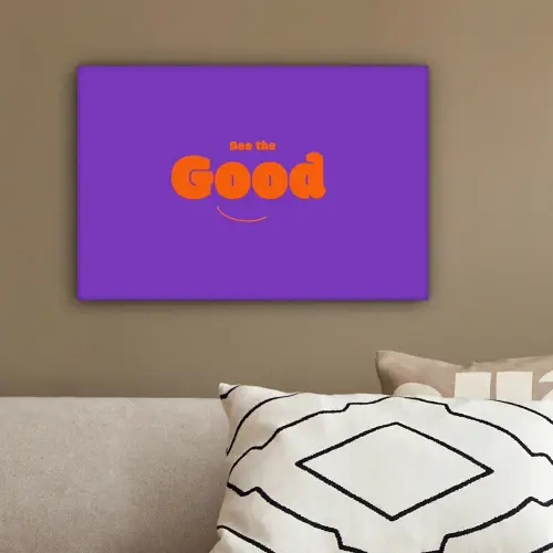 See the good - Oranje - Paars - Smiley canvas 2cm klein -sfeer3