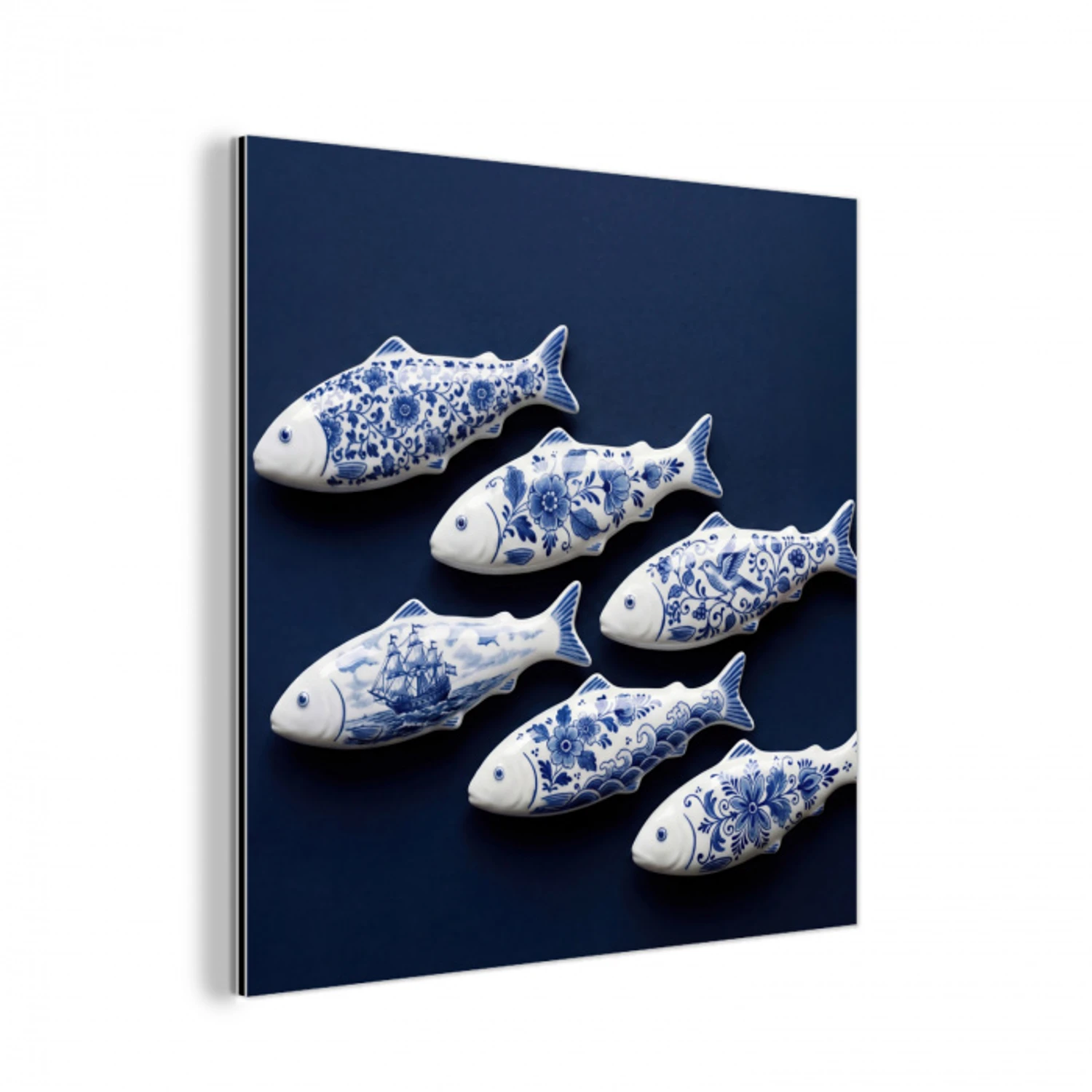 Vissen - Delfts - Blauw - Keramiek aluminium wit klein -3d