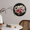 Bloemen - Roze - Zwart - Flora - Botanisch Wandcirkel behangsticker klein -sfeer3