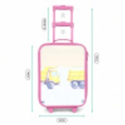 Kiepwagen - Getekend - Geel Kinderkoffer - Roze klein -productfoto_formaten