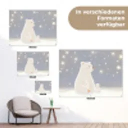 Ijsbeer - Sneeuw - Sterren - Blauw tuinposter los doek klein -Xsfeer9_DE