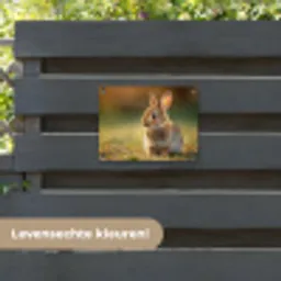Konijntje - Bruin - Gras tuinposter los doek klein -sfeer3