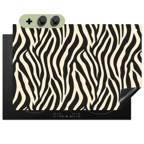 Zebra - Print - Klassiek - Zwart Inductie beschemer met haakjes klein 777 -3d