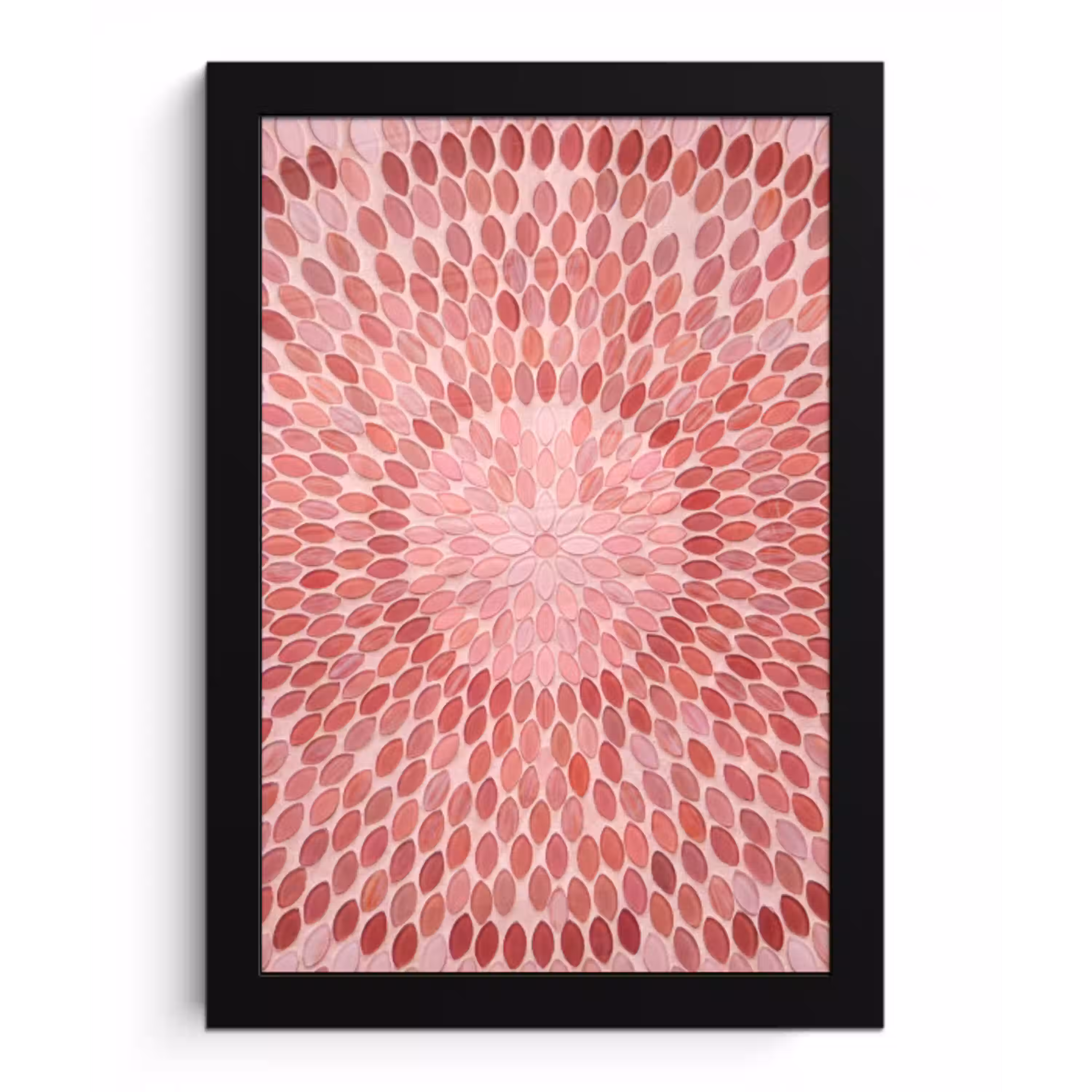 Patroon - Mozaïek - Ovaal - Abstract - Roze fotolijst zwart zonder passe partout klein -3d