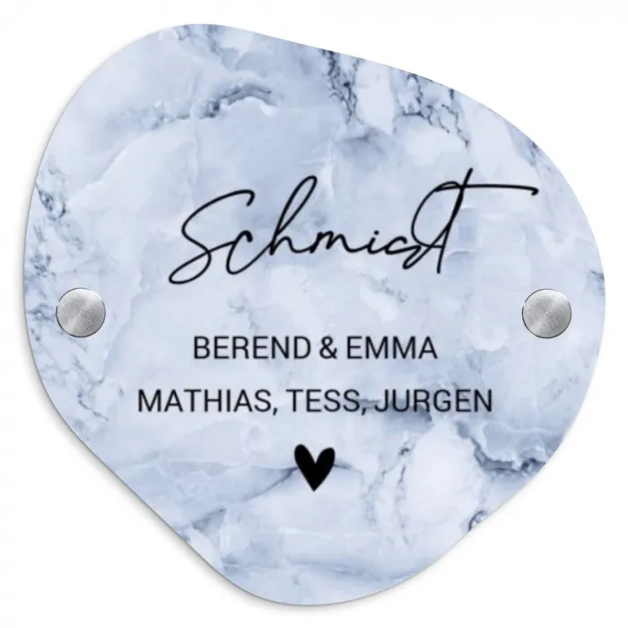 Blauw marmer - Sierlijk Naambord Organisch middel -3d