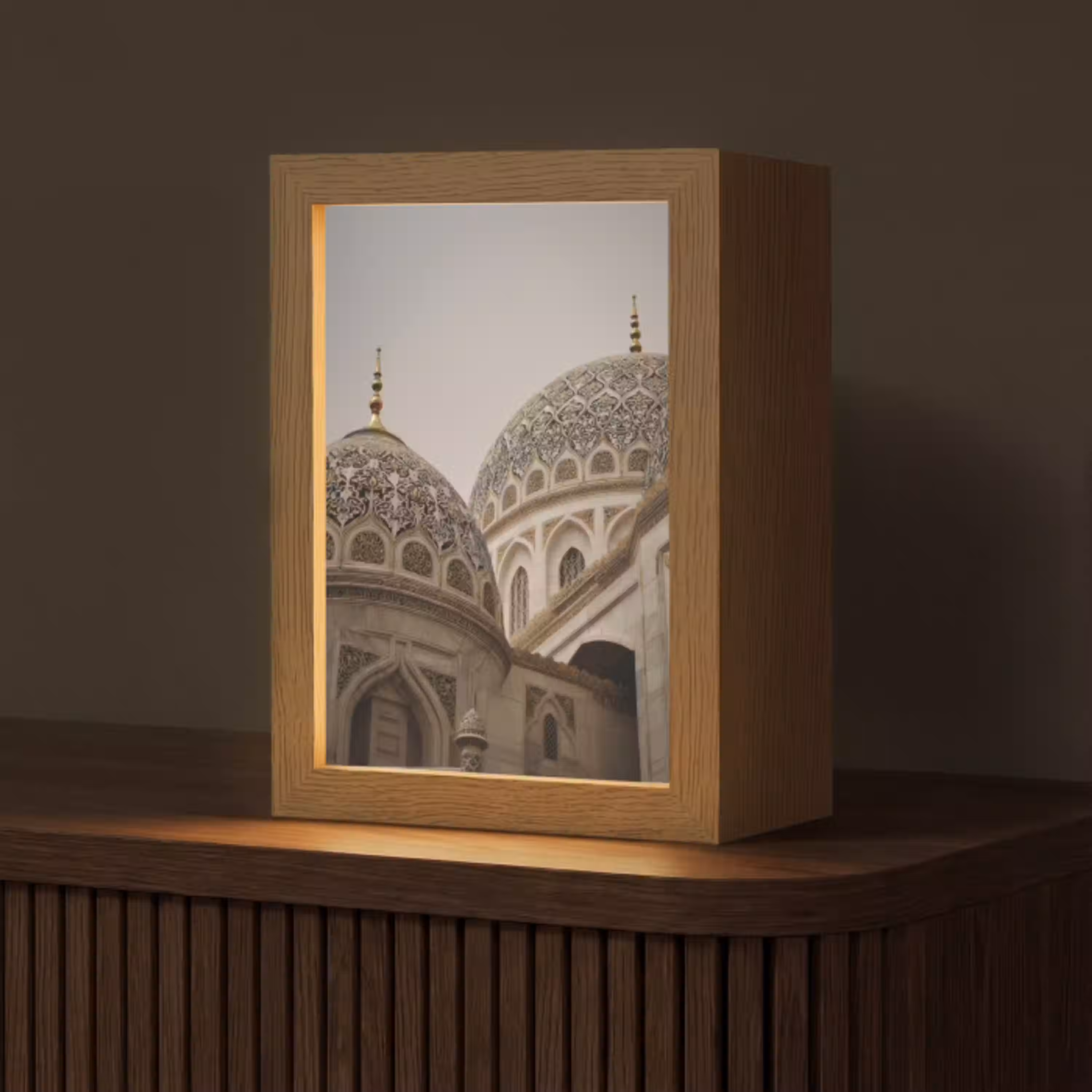 Mozaïekkoepels - Gouden spitsen - Islamitisch Light Box met kabel (Tafellamp) klein -z3d_website