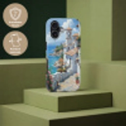Huizen - Zee - Bomen - Bloemen Toughcase MagSafe Apple iPhone 17 klein -USP_PrintM_DE