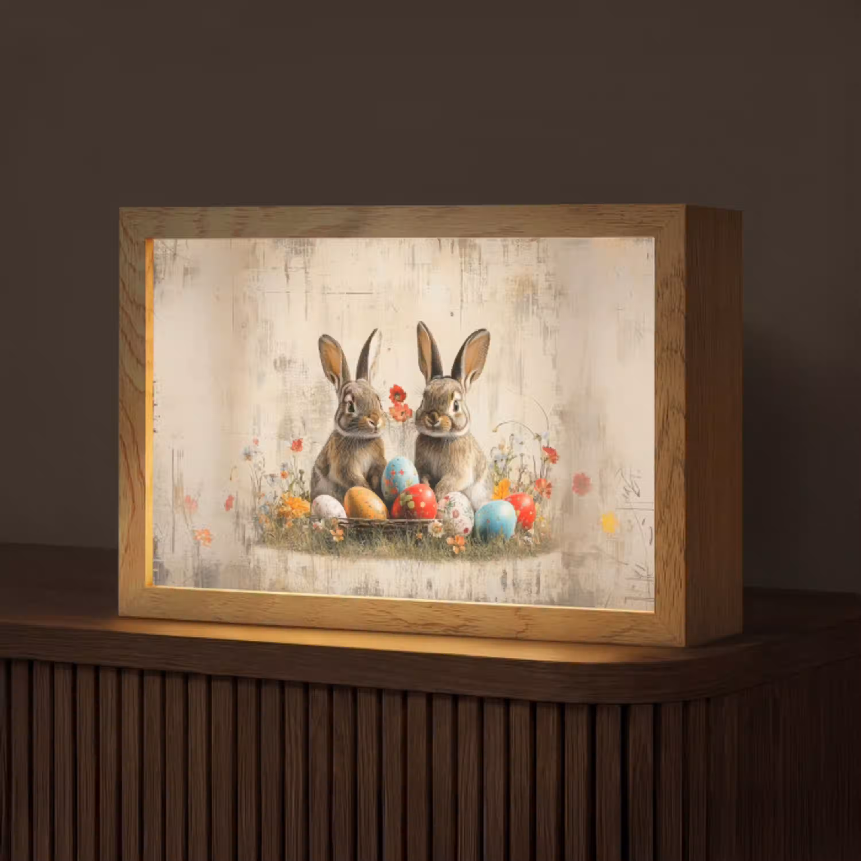 Konijnen - Bloemen - Eieren Light Box met kabel (Tafellamp) klein -z3d_website