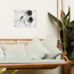 Lotusbloemen - Vissen - Bladeren - Zwart tuinposter los doek klein -sfeer7