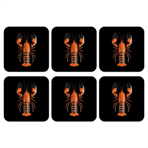 Kreeft - Oranje - Zwart - Modern onderzetter kurk middel -3d