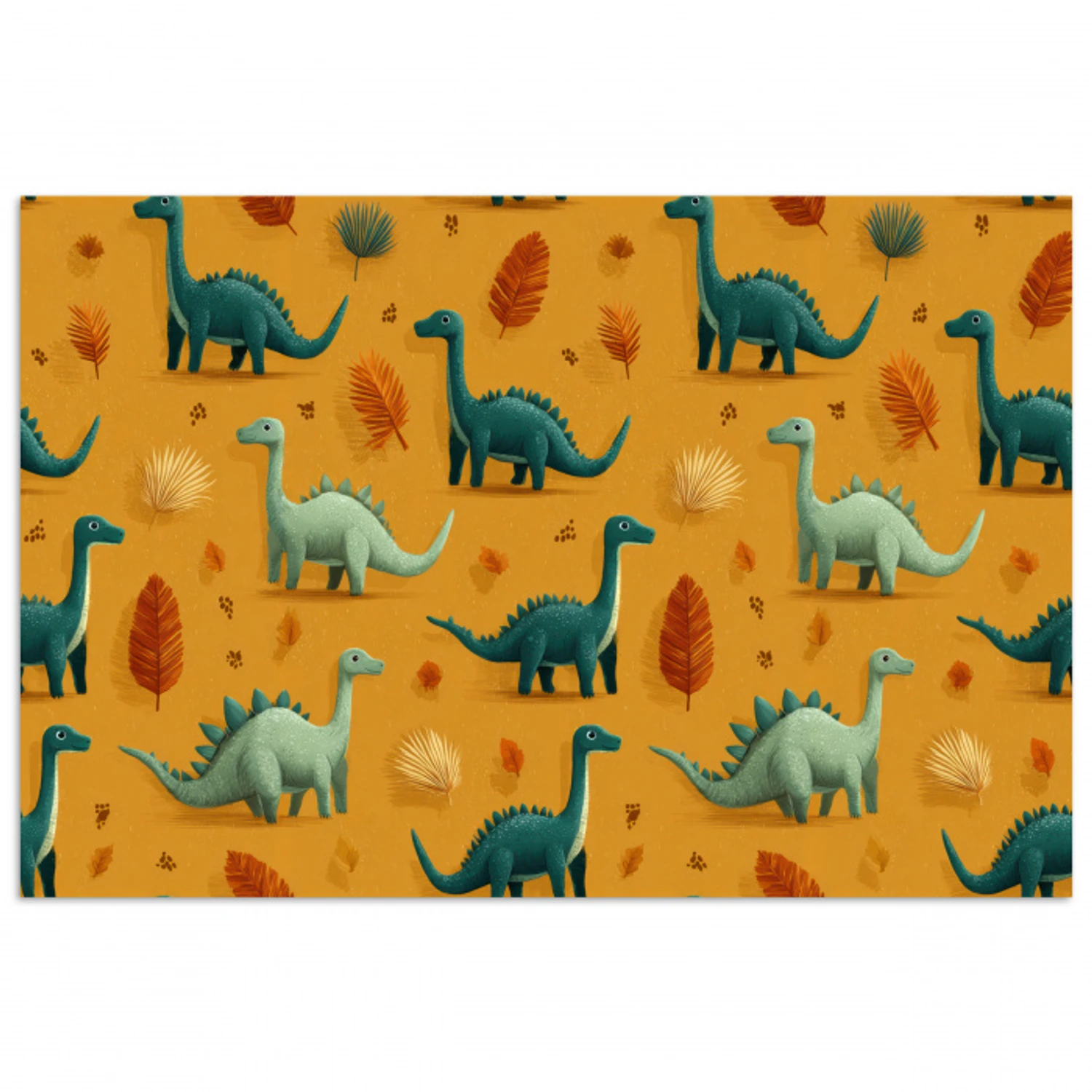Dinosaurussen - Stekels - Herfstbladeren - Bruin poster papier klein -3d