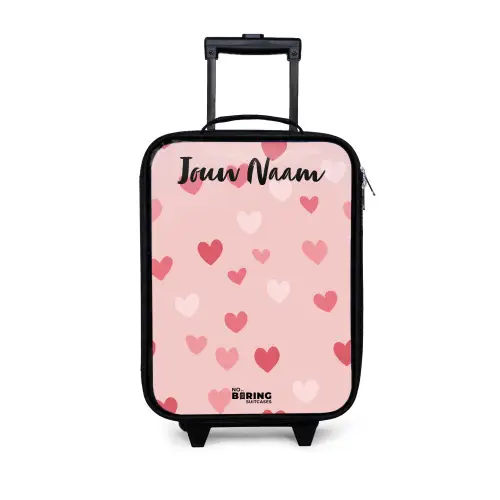 Hartjes - Patroon - Roze Kinderkoffer - Zwart klein -3d