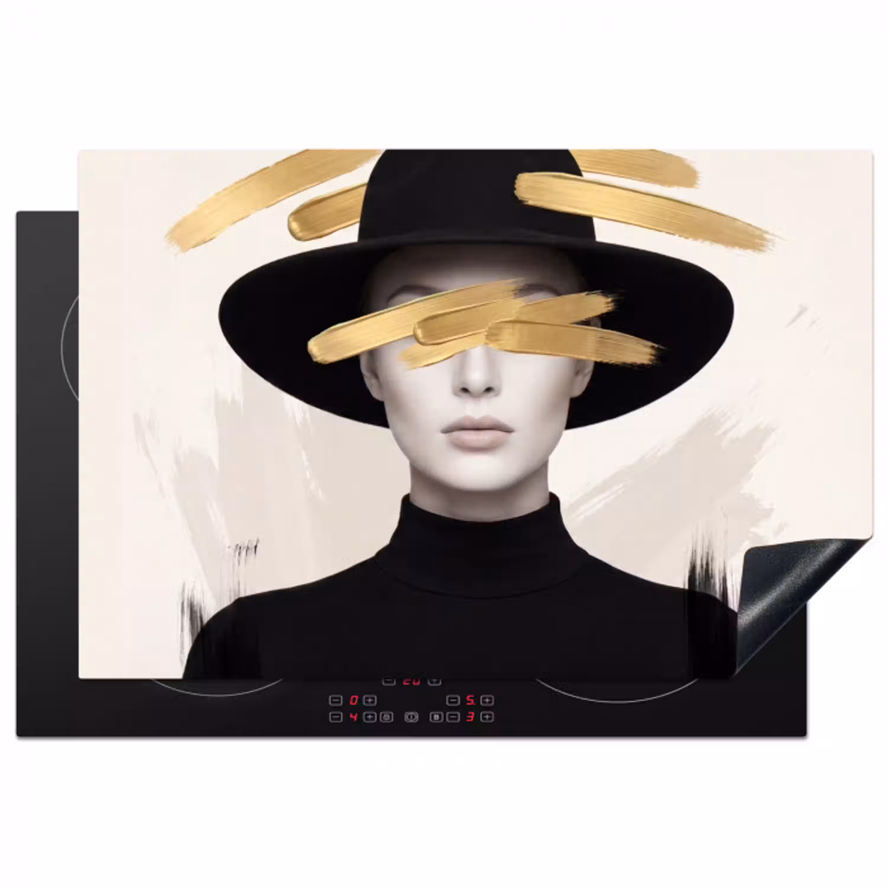 Vrouw - Portret - Modern - Goud - Kunst Inductie beschermer vinyl 3mm klein -3d