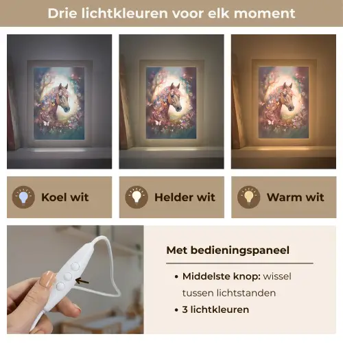 Paard - Natuur - Bloemen - Vlinders - Bos Light Box met kabel klein -USP_lichtkleurNL