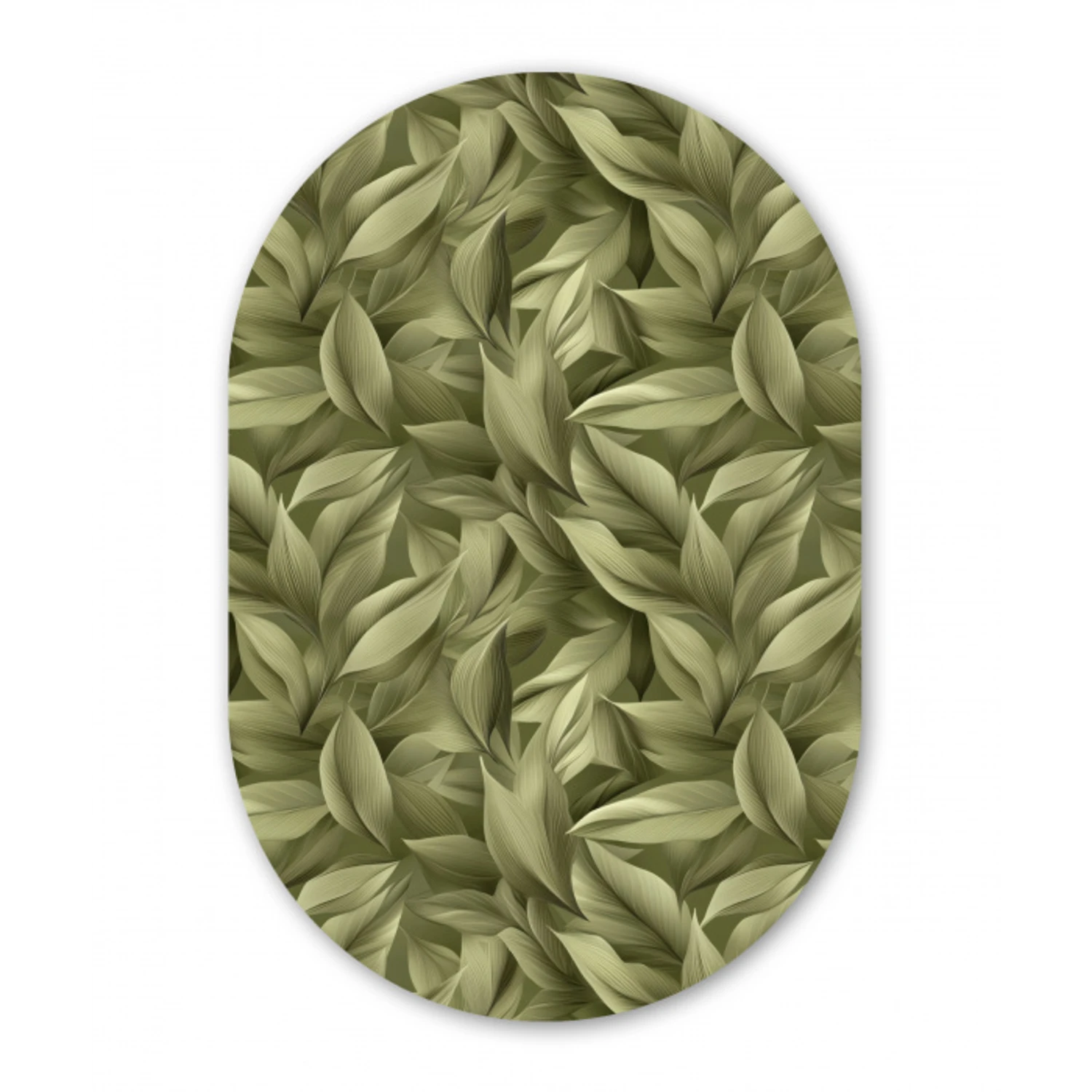 Bladeren - Modern - Groen Wandcirkel Ovaal Aluminium middel 839 -3d