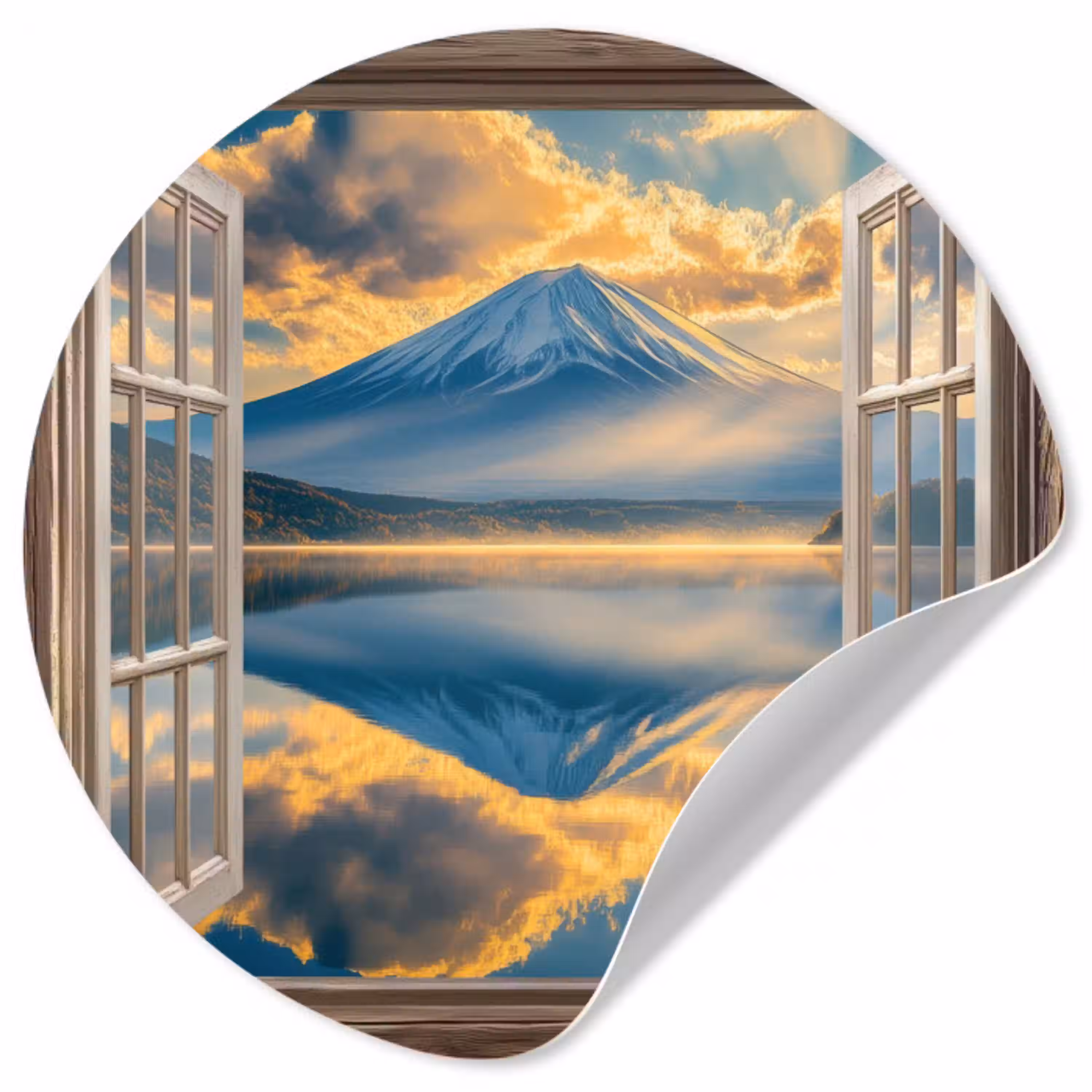 Doorkijk - Landschap - Bergen - Uitzicht - Raam Wandcirkel behangsticker klein -3d