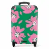 Pastel bloemen - Roze met groen NBS - Handbagage koffer - Kinderen Unisex middel -productfoto_recht