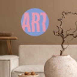 Art - Roze - Blauw Wandcirkel behangsticker klein -sfeer1
