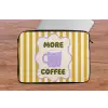 More coffee - Geel - Paars - Strepen - Mok laptophoes neopreen klein -tafel