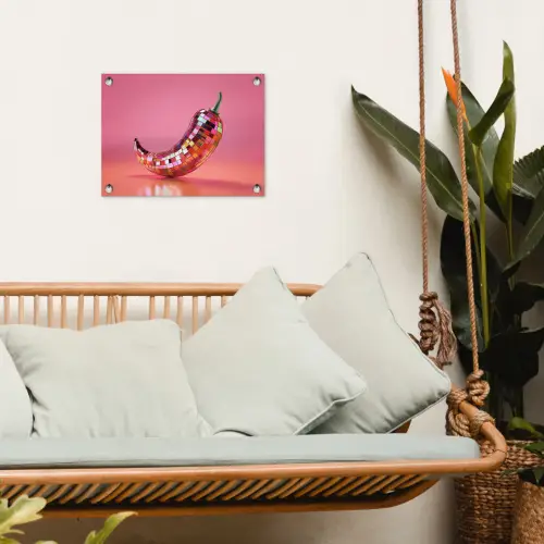 Peper - Disco - Rood - Glitter tuinposter los doek klein -sfeer7