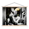 Marmerlook - Meisje met de parel - Sigaretten - Toilet - Goud - Kunst - Oude meesters textielposter latten blank klein -3d