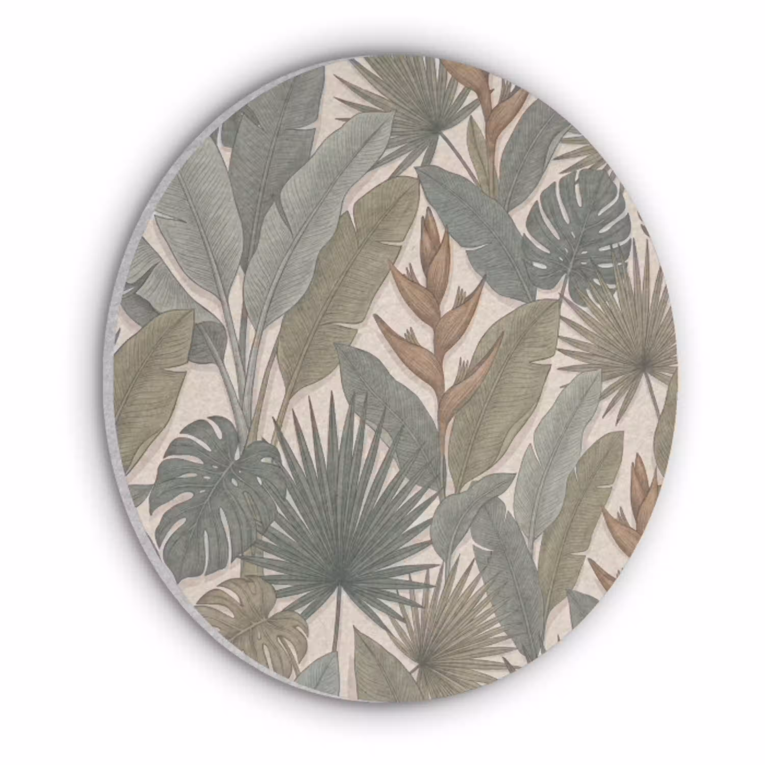 Planten - Tropisch - Natuur - Illustratie - Groen Akoestische PET Vilt - Rond klein -3d