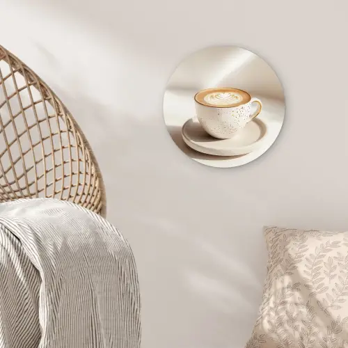 Cappuccino - Schuim - Schotel - Beige Wandcirkel kunststof plaat 5mm dik klein -sfeer5