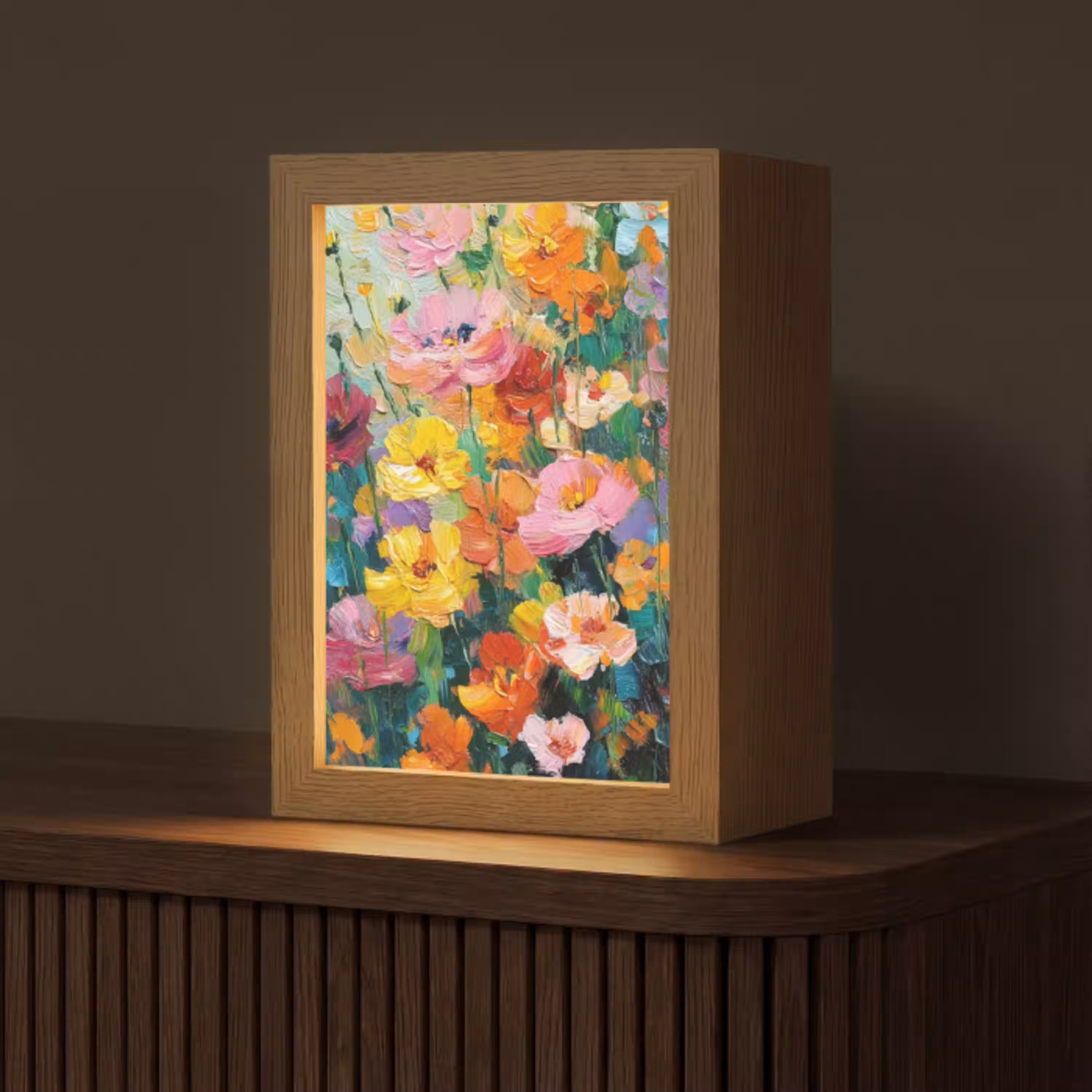 Bloemen explosie - Heldere kleuren - Vrolijk Light Box met kabel (Tafellamp) klein -z3d_website
