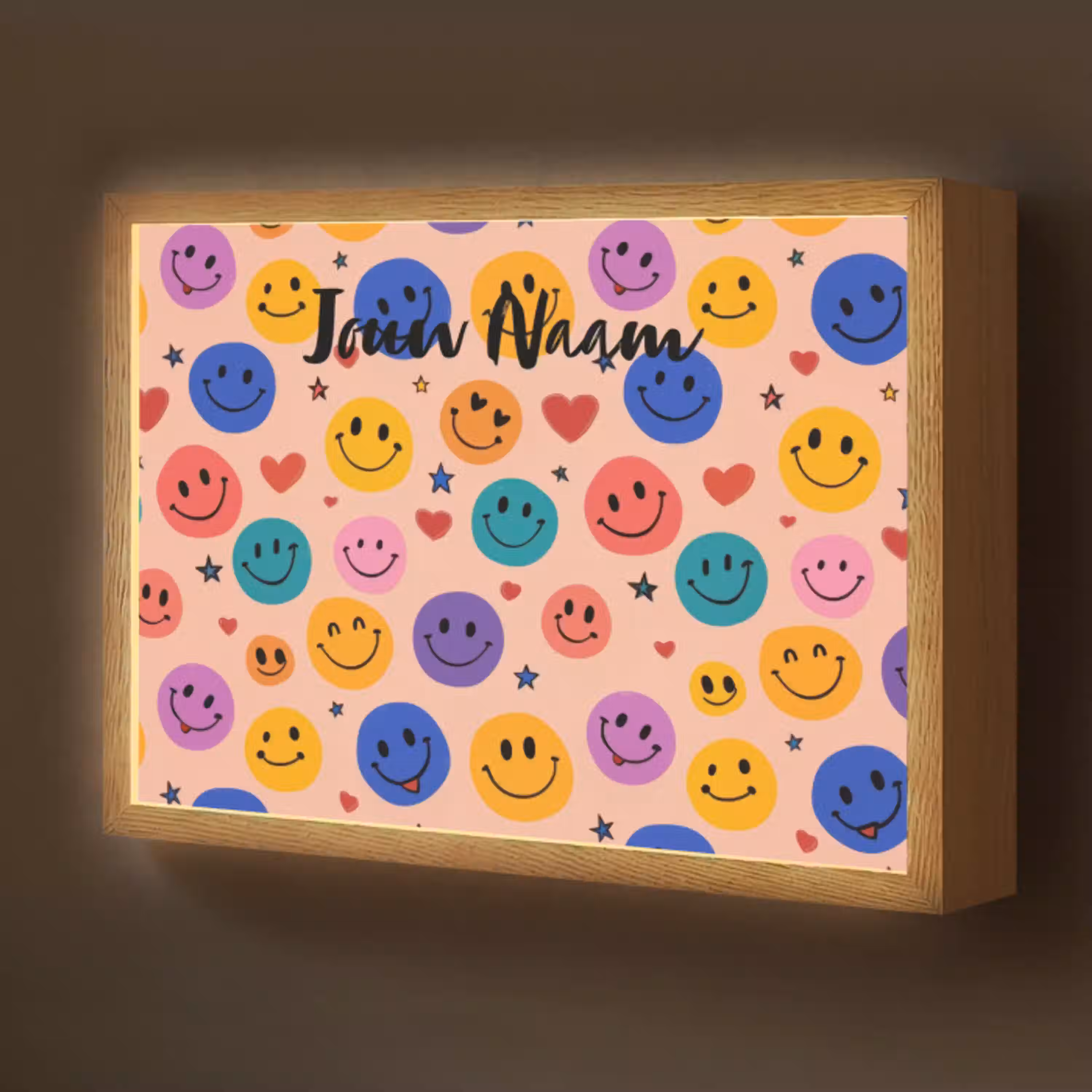 Smileys - Kleurrijk - Hartjes Light Box met batterij (Wandlamp kind) middel -z3d_website