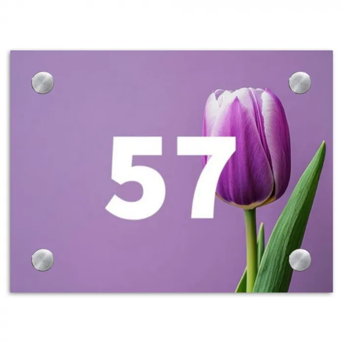 Paarse tulp - Traditioneel Naambord Rechthoek middel -3d