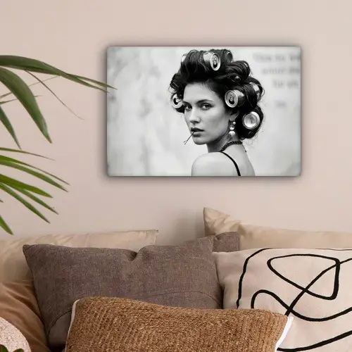 Edgy - Vrouw - Zwart - Wit canvas 2cm klein -sfeer1