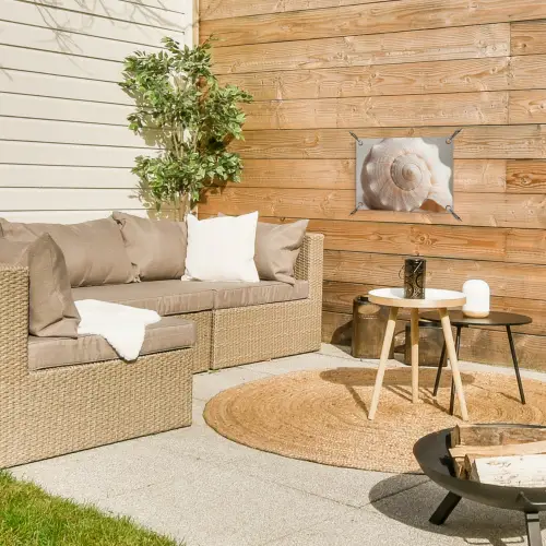 Schelp - Detail - Beige tuinposter los doek klein -sfeer4