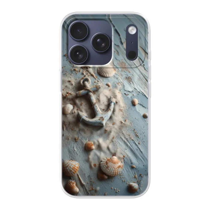 Anker - Hout - Schelpen - Zand Telefoonhoesje iPhone 17 Pro klein -3d
