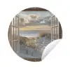 Doorkijk - Strand - Duinen - Zee - Natuur Wandcirkel tuinposter met ringen klein -3d