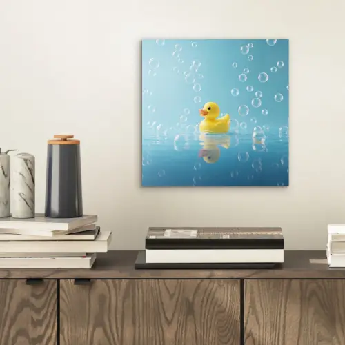 Bubbels - Badeend - Geel aluminium wit klein -sfeer1
