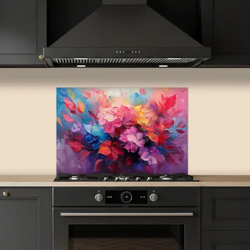 Bloemen - Roze - Watercolor - Kunst keuken achterwand spatscherm klein -sfeer1