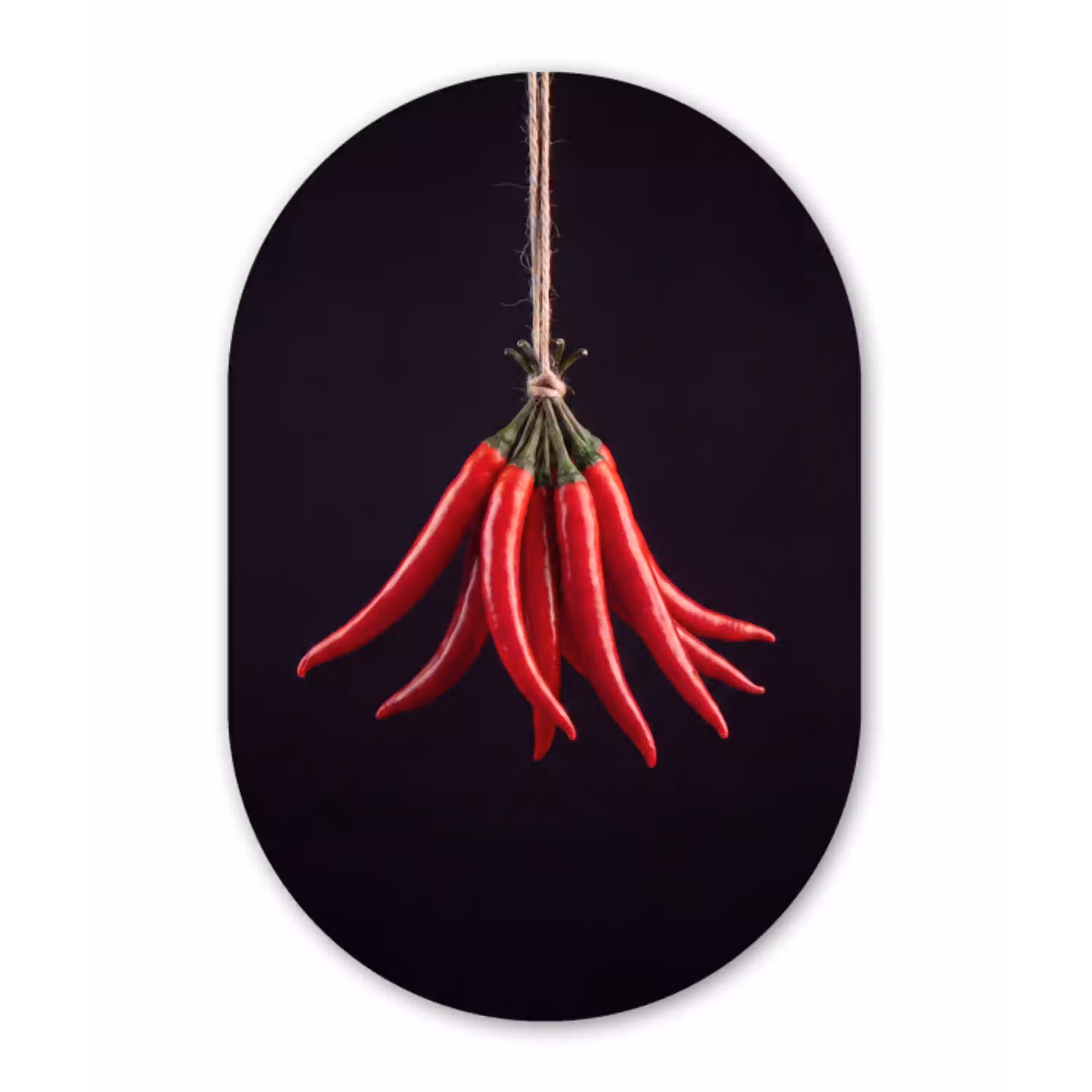 Rode peper - Eten Wandcirkel Ovaal Aluminium middel -3d