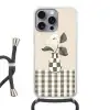 Vaas - Geruit - Groen - Bloem Hoesje iPhone 16 Pro Max met koord klein -3d