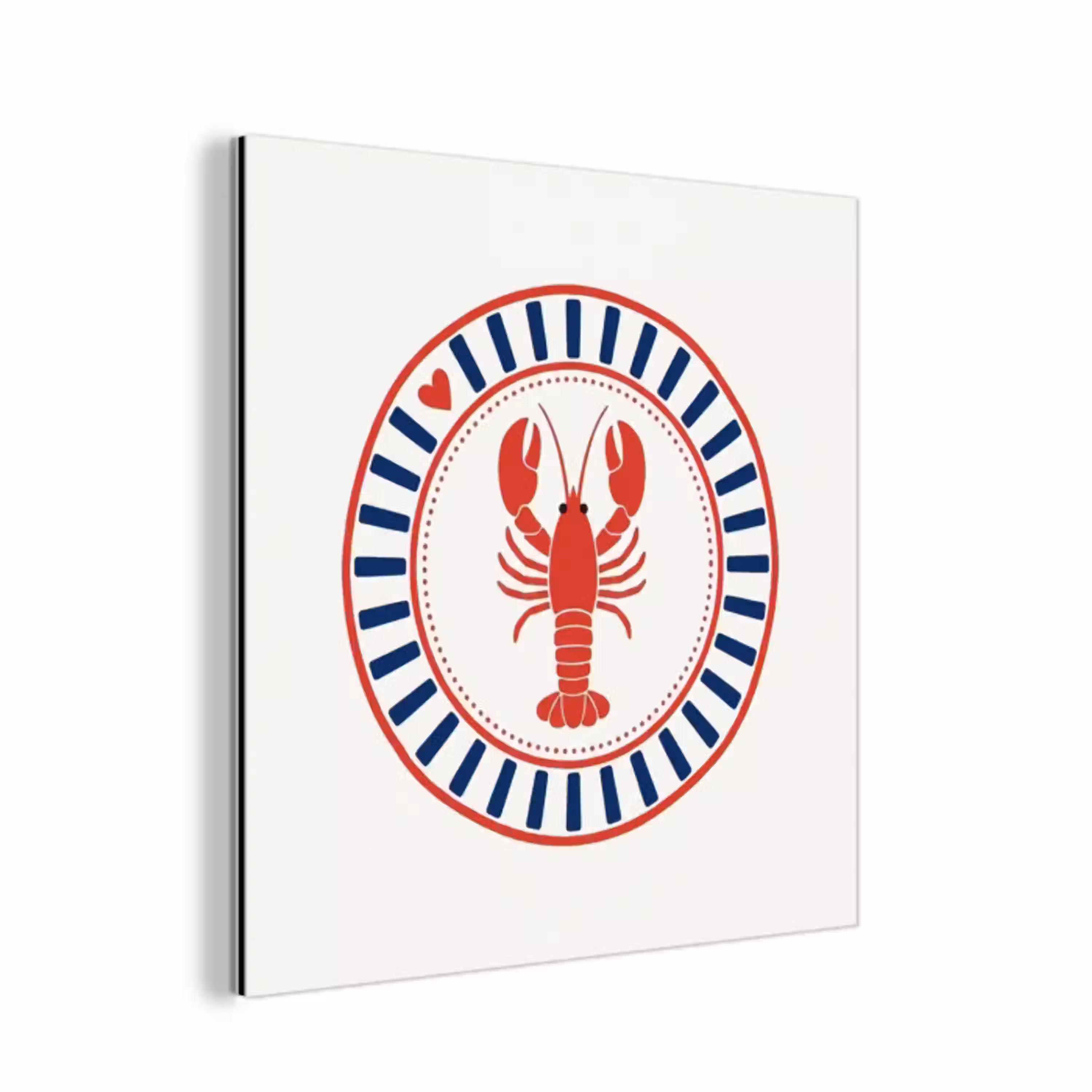 Zeeleven - Kreeft - Embleem - Grafisch - Rood aluminium wit klein -3d