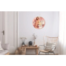 Roze - Retro - Vrouw Wandcirkel aluminium klein -woonkamer